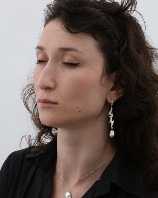 Pearl Flame Single Earring