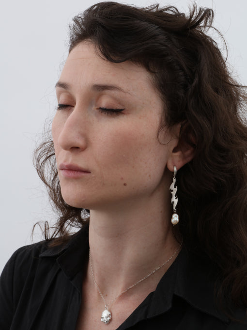 Pearl Flame Single Earring