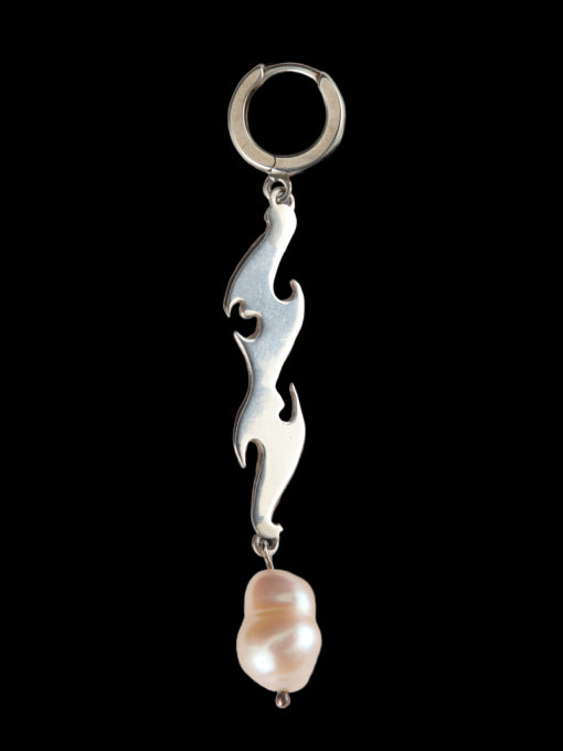 Pearl Flame Single Earring